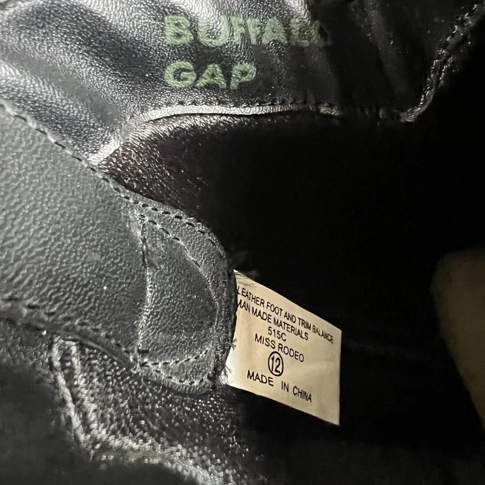 Vintage Buffalo Gap Kids Pull On Western Boots Black Sz 12 New